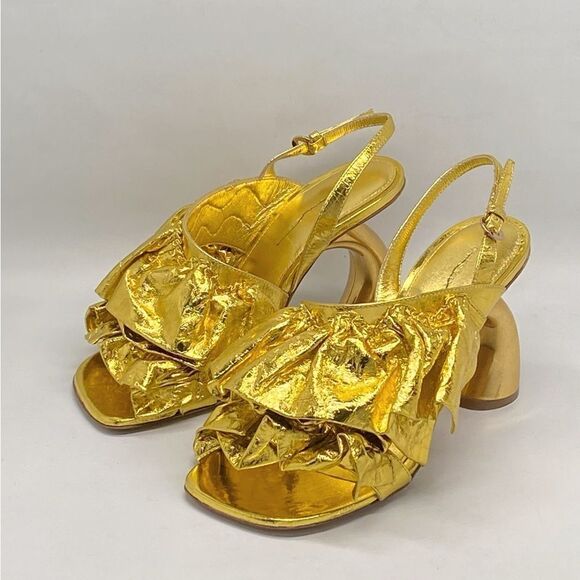 Dries Van Noten 95MM Metallic Leather Sandals size 36 - Picture 9 of 15